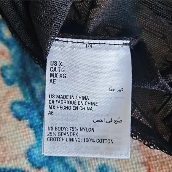 I.N.C. Intimates Size XL Black Sheer Lace and Mesh Bodysuit - Picture 13 of 15